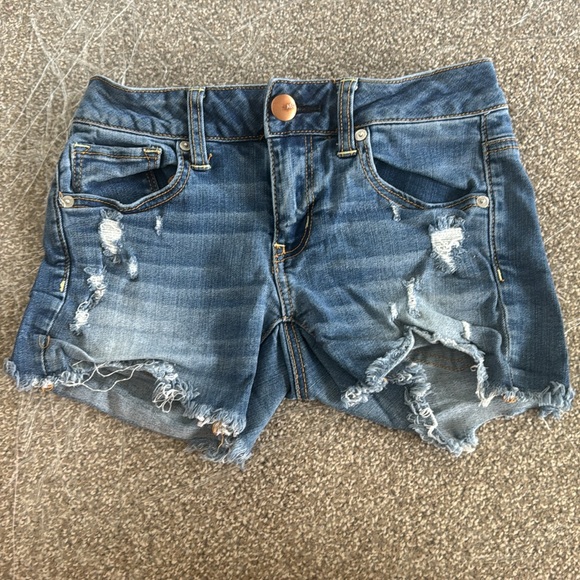 American Eagle Midi Jean Shorts size 0 - Picture 2 of 4